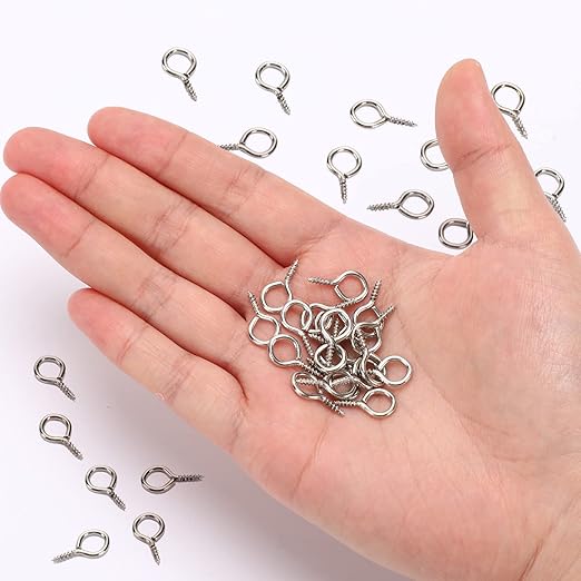 AUGSUN Eye Screws, 300PCS 0.63 Inch Screw Eyes Hooks Heavy Duty Screw Eyes Bolts Hooks Ring Screws for Hanging Artwork