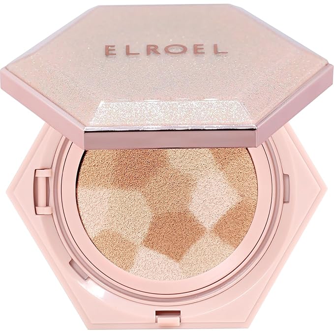 Blending Cushion 4-in-1 Korean Cushion Foundation with Italian Caviar, Collagen & Hyaluronic Acid - 12HR Long Lasting, Hydrating & Age-Defying Makeup Concealer 0.44 oz (#21 Light Beige)