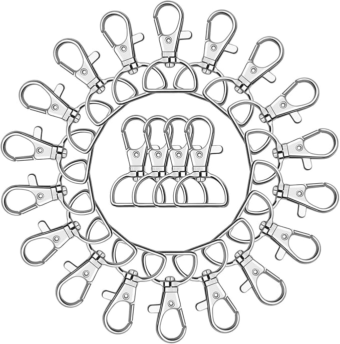 Key Chain Clip Hook, Anezus D Ring Clip Keychain Lanyard Swivel Snap Hooks Clip on Key Ring for Crafts and Purse Hardware (1 inch)