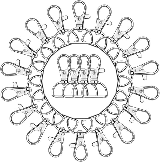 Key Chain Clip Hook, Anezus D Ring Clip Keychain Lanyard Swivel Snap Hooks Clip on Key Ring for Crafts and Purse Hardware (1 inch)