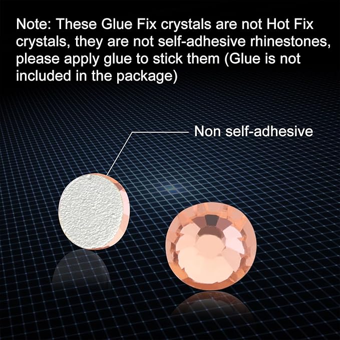 Jollin Glue Fix Crystal Flatback Rhinestones Glass Diamantes Gems for Crafting Nail Art Crafts Decorations Clothes Shoes 7.2mm (ss34 288pcs, Champagne)