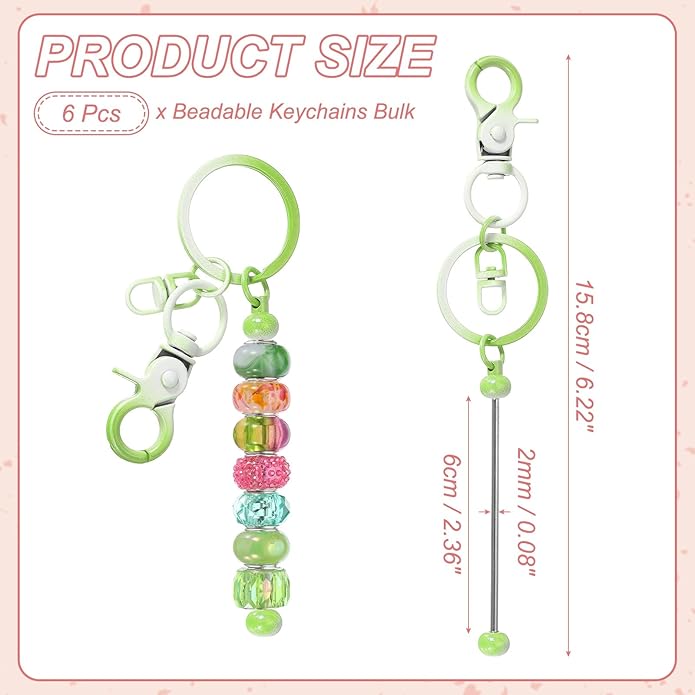 uxcell Beadable Keychain, Keychain Making Supplies, Blank Bead Metal Chain Bars for DIY Crafts Jewelry Making Gift