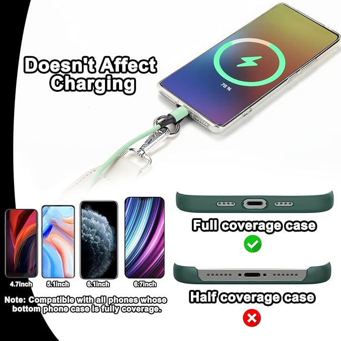 XANGNIER Clip and Go Strap for Phone with Wallet Crossbody, Phone Strap with Zippered Wallet, Adjustable Anti Theft Cellphone Lanyard for Women, Cellphone Chain Accessories,Multicolor 4