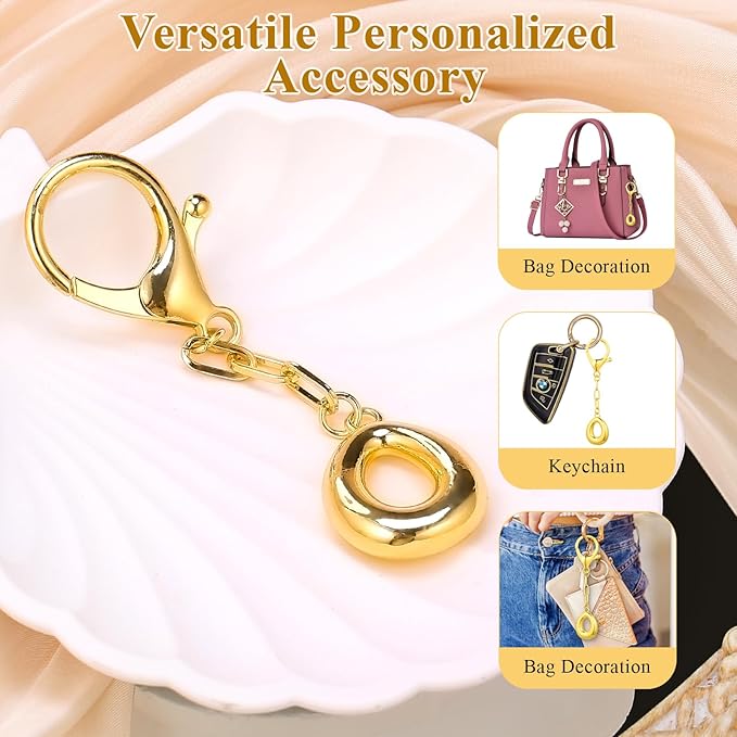 VICKHU Gold Plated Bubble Initial Letter Cute Keychain for Women Car Key Purse Decorative Keyring Handbag Charms Fashion