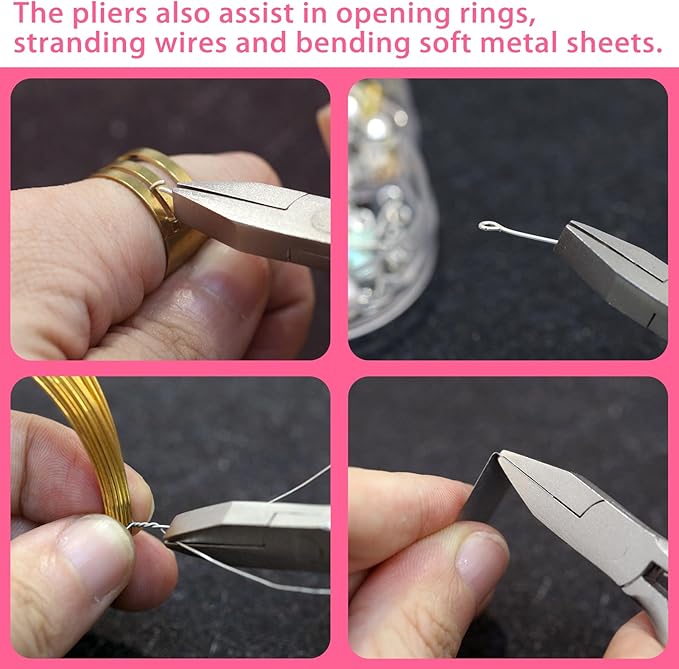 SPEEDWOX Mini Pink Nose Pliers, 3 Inch Duckbill Pliers for Jewelry Making, DIY Craft & Hobby Supplies
