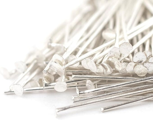 The Bead Chest Silver 21 Gauge 1 Inch Head Pins (Approx 100 Pieces)