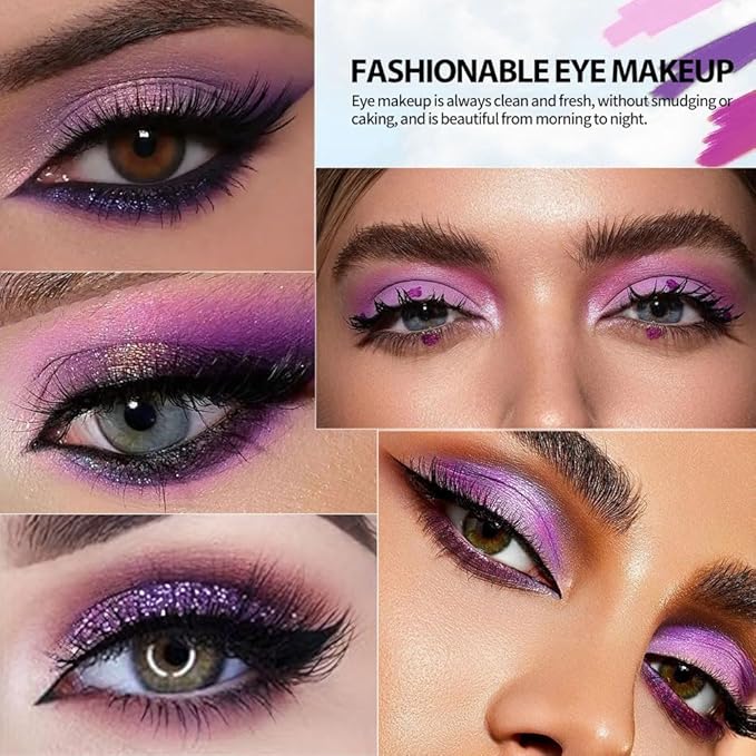 9-Color Purple Eyeshadow Palette – Matte, Shimmer & Glitter Shades in Magenta, Lavender, Lilac, Violet & Taupe, High Pigment Long-Lasting Waterproof Blendable Eye Makeup for Bold & Creative Looks