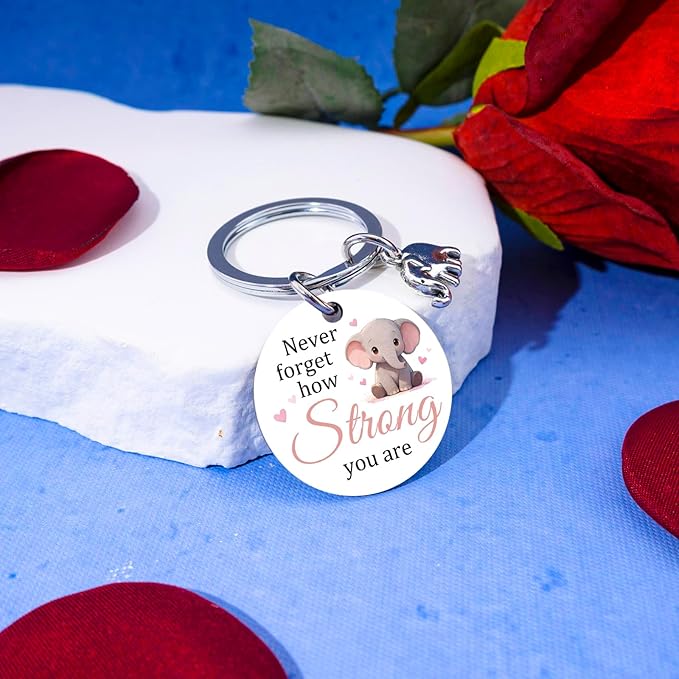 Elephant Gifts For Women Cute Elephant Keychain Inspirational Gifts For Women Strong Woman Gift For Her Motivational Uplifting Gift For Elephants Lovers Birthday Christmas