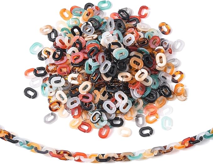 LiQunSweet 560 Pcs 7 Colors Cable Oval Quick Link Connectors Acrylic Linking Rings for Jewelry Making Chains Making