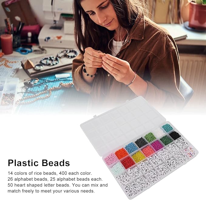 plplaaoo Letter Beads Alphabet Beads Plastic Beads Craft Beads 6303PCS DIY Jewelry Making Kit with Storage Box for Necklace Bracelet Hand Eye Coordination Kids Adults Gift