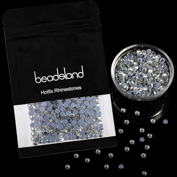 Beadsland Hotfix Rhinestones, Flatback Crystal Rhinestones for Crafts Clothes DIY Decoration, Crystal, SS34/288pcs, 7.0-7.3mm