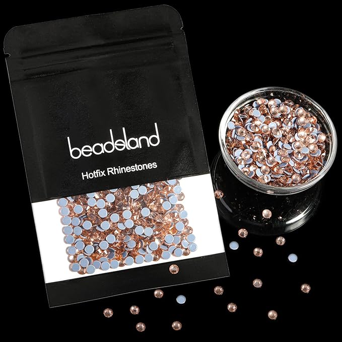 Beadsland Hotfix Rhinestones, 1440pcs Flatback Crystal Rhinestones for Crafts Clothes DIY Decorations, Champagne, SS20, 4.6-4.8mm