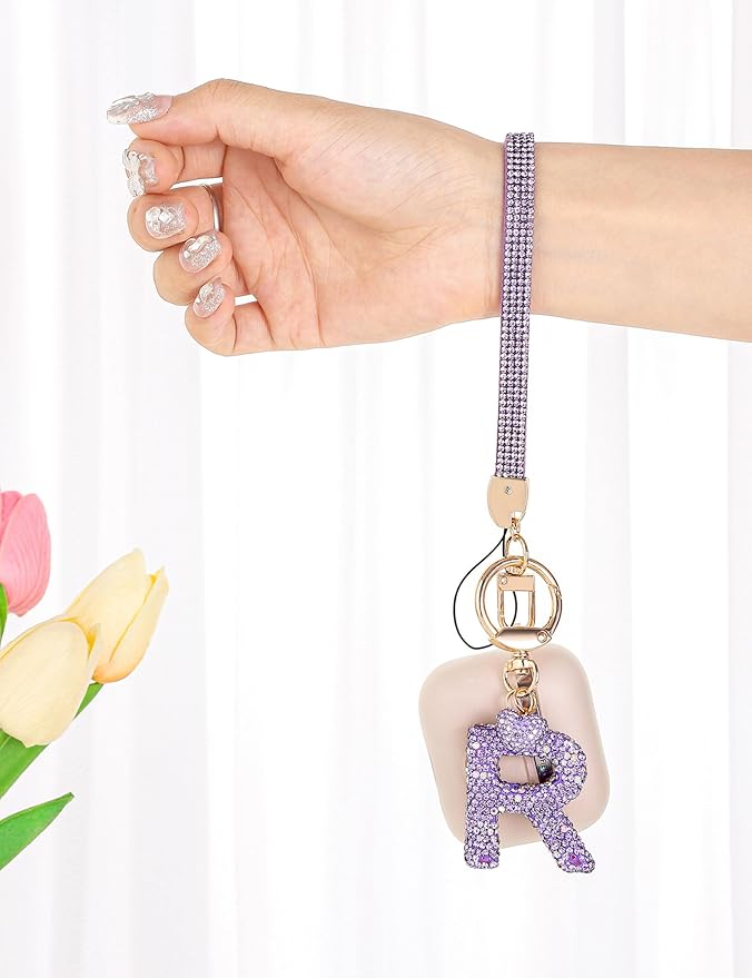 Initial Keychain for Women Girls,Bling Letter Key chain Initial with Heart,Pink Keychain Charms for Backpack Handbag