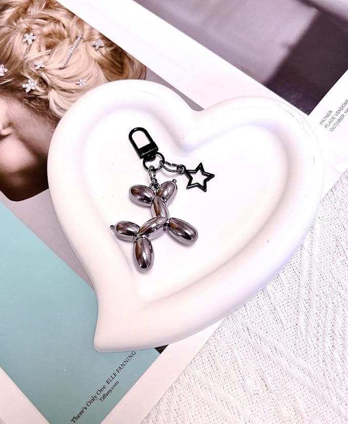 LAEKOU Star Balloon Dog Keychain for Women, Cute Y2K Key Chain Accessories, Aesthetic Charms for Bag Backpack