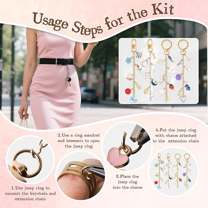 SUTROMA 776pcs Lip Gloss Charms Keychain Kit | Bag Charm Kit with 228 Charms 20 Keychain Clips 60 Extender Chains 1 Jewelry Plier | Jewelry Making Supplies for DIY Key Chain Making