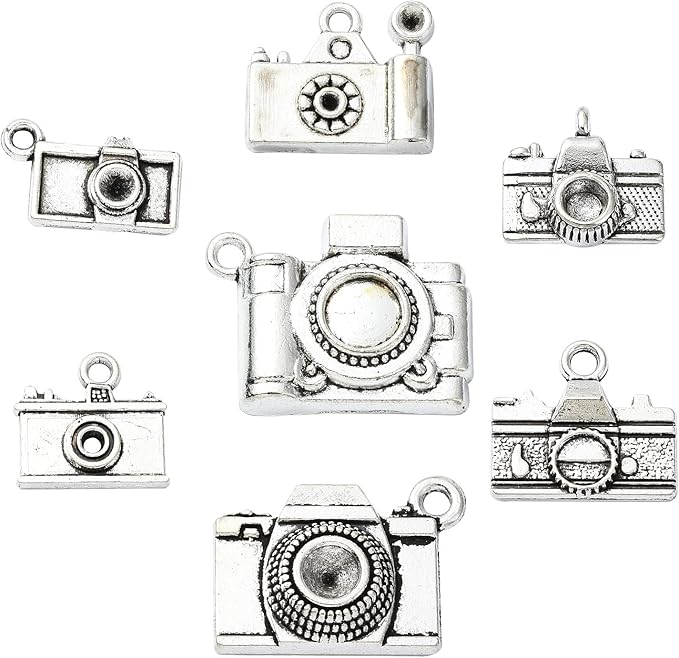 KitBeads 70pcs Tibetan Camera Charms - Antique Silver Travel & Vintage Photography Charms for Jewelry Making