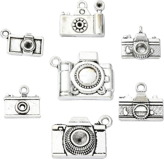KitBeads 70pcs Tibetan Camera Charms - Antique Silver Travel & Vintage Photography Charms for Jewelry Making