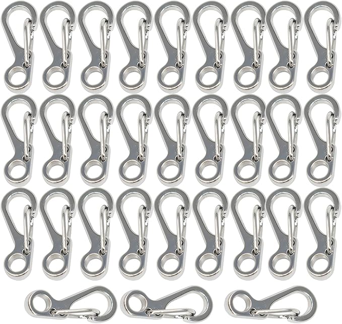 Mini Carabiner Clips with Metal Spring Wiregate Hook and Little Eye Hole for Keychain Backpack Clasps