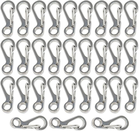 Mini Carabiner Clips with Metal Spring Wiregate Hook and Little Eye Hole for Keychain Backpack Clasps
