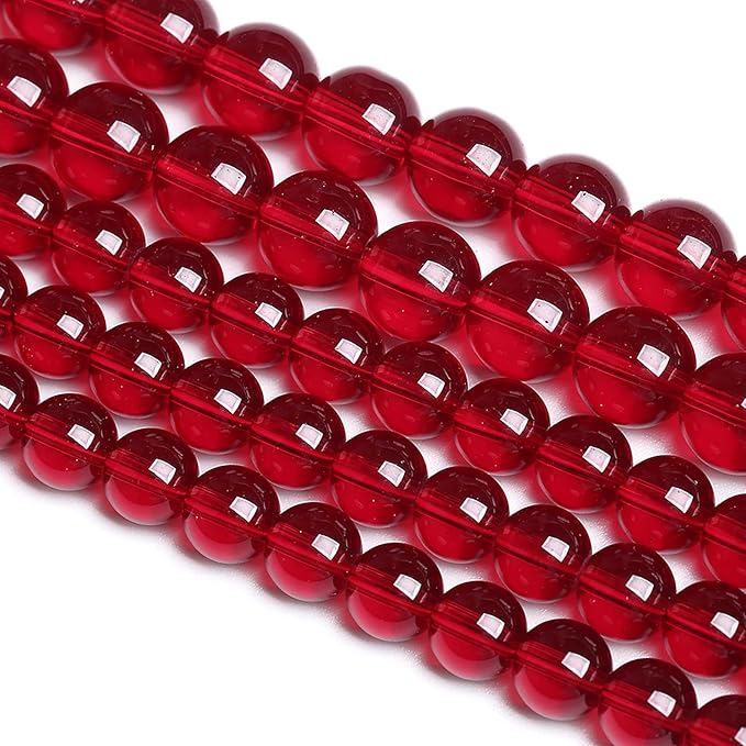 12MM 30PCS Garnet Red Glass Crystal Spacer Loose Beads for Jewelry Making DIY Bracelet 15 Inches 1 Strand