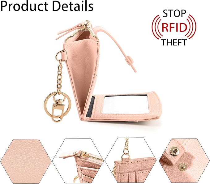 Keychain Wallet Wristlet Small Credit Card Holder Bracelet Key Chain Purse Bangle Tassel Beads Key Rings for Women