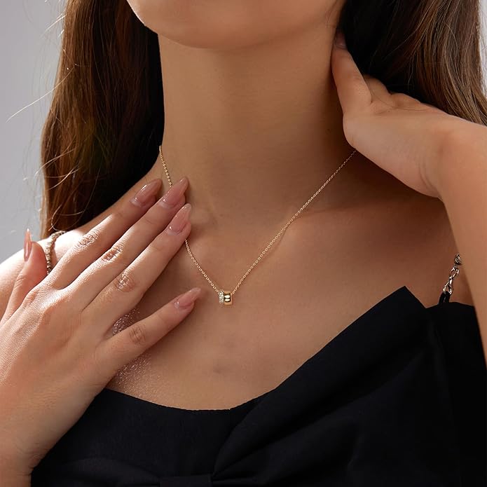 Luxval Diamond Pendant Gold Necklace for Women，Dainty 18k Gold Plated Choker Necklaces Simple Gold Jewelry Gifts for Women Girls