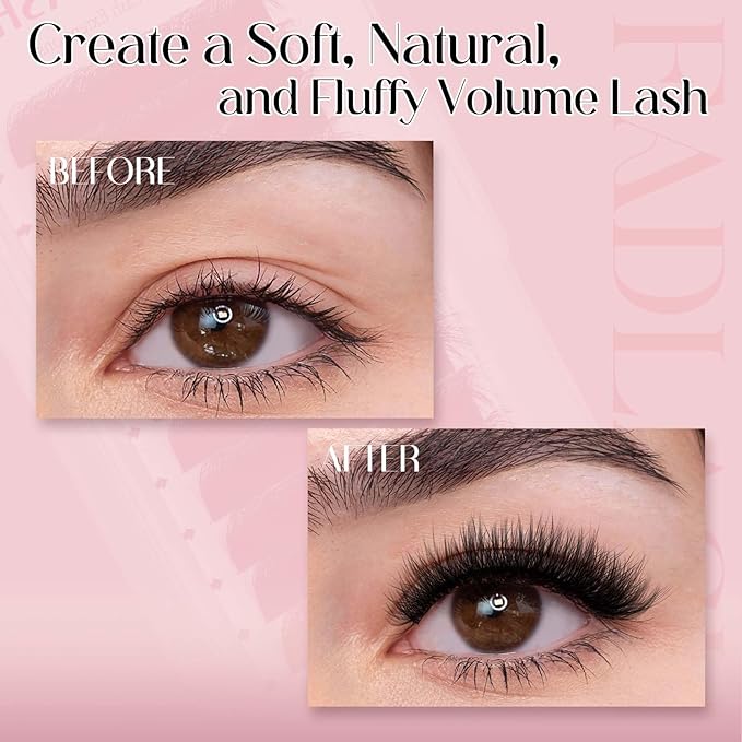 FADLASH Easy Fan Lash Extension 3D Effect Fluffy Rapid Volume Double Layers Easy Fan 2D~10D Eyelash Extensions Automatic Blooming Easy Fan Lashes D Curl (0.05D 8-13mm Mixed)