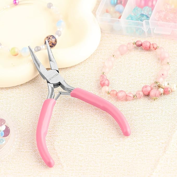 5-Inch Bent Chain Nose Pliers for Jewelry Making - Mini Bent Nose Pliers with Smooth Jaws, Ideal for Creating Bracelets, Earrings and Necklaces