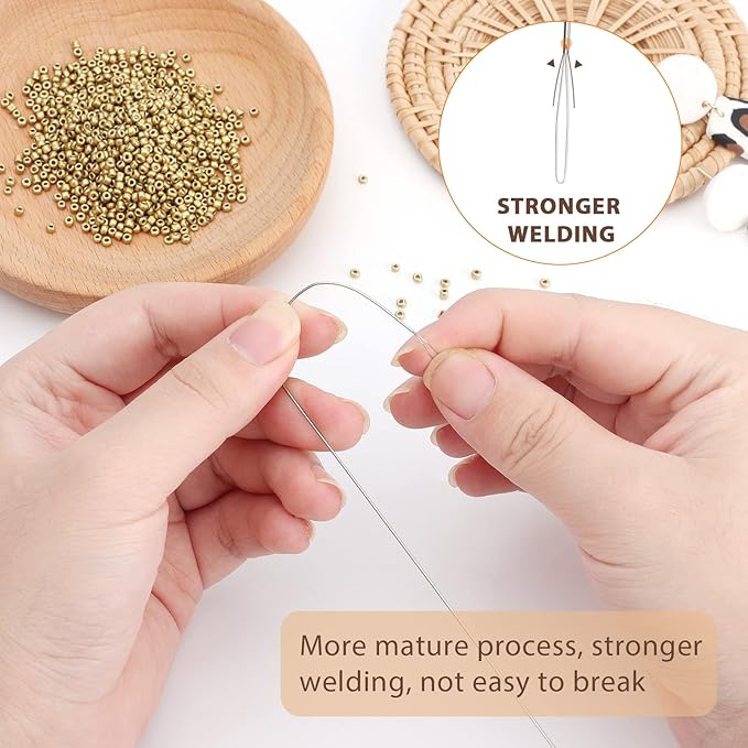 PP OPOUNT 10 PCS Upgrade Big Eye Curved Beading Needles, 5.5 Inch Beading Needles for Bead Spinner, Bead Needles for Jewelry Making, DIY Waist Beads, Necklaces, Bracelets (Patent Protection)