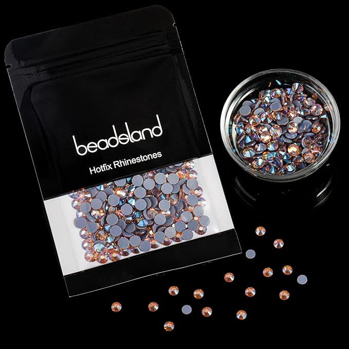Beadsland Hotfix Rhinestones, 1440pcs Flatback Crystal Rhinestones for Crafts Clothes DIY Decorations, Champagne AB, SS16, 3.8-4.0mm