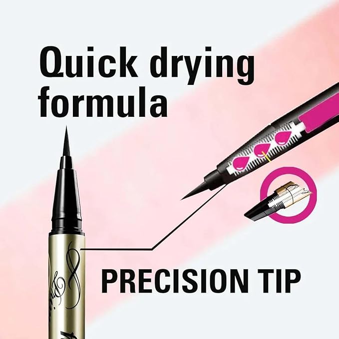HEROINE MAKE by KISSME Waterproof Eyeliner for Intense Color & Ultra-Fine 0.1mm Tip, Liquid Eyeliner Pen with Organic Beauty Serum, Cat Eye Liner for Long Lasting Dramatic Lines, Jet Black 1 EA, PRIME