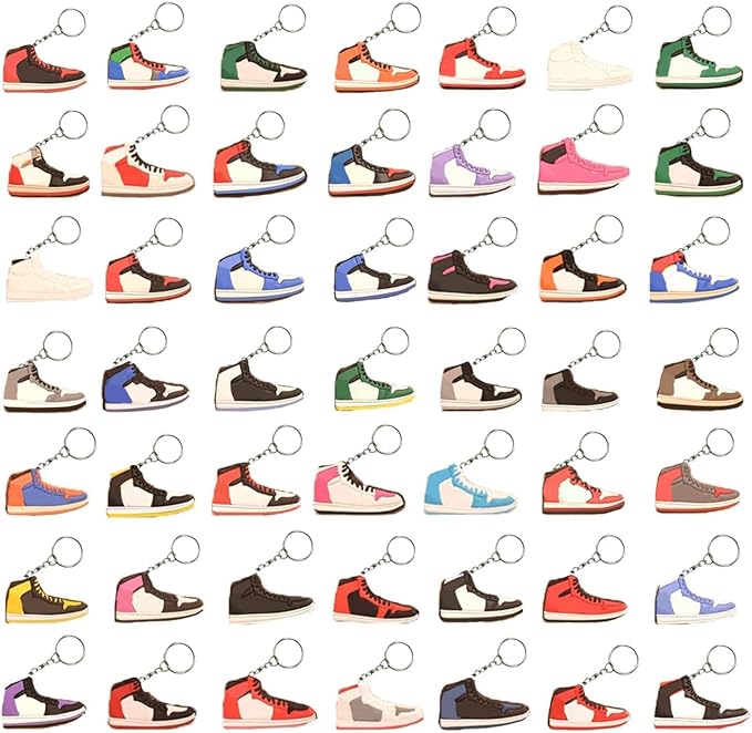 50 PCS Sneaker Keychain Mini Shoe Keychain Basketball Keychain Accessories Gift for Boys Girls Decorations