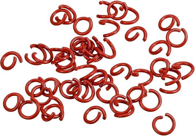 uxcell Open Jump Rings, 8mm Colorful O-Ring Connectors for DIY Crafts Jewelry Making, Carbon Steel, Red, 200Pcs