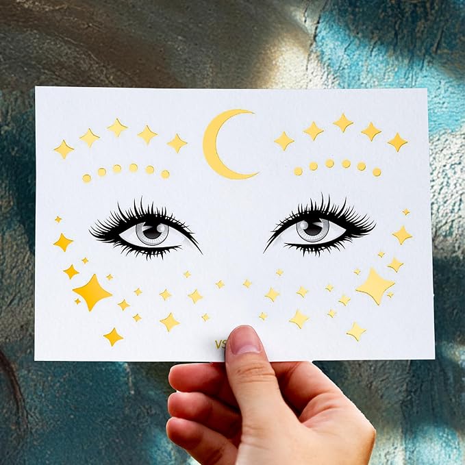 12 Pcs Gold Glitter Freckles Face Tattoo,Sparkle Makeup Patches Metallic Face Temporary Tattoos Stickers,Gold Face Freckle Tattoo for Women Halloween Christmas Party Decor 638
