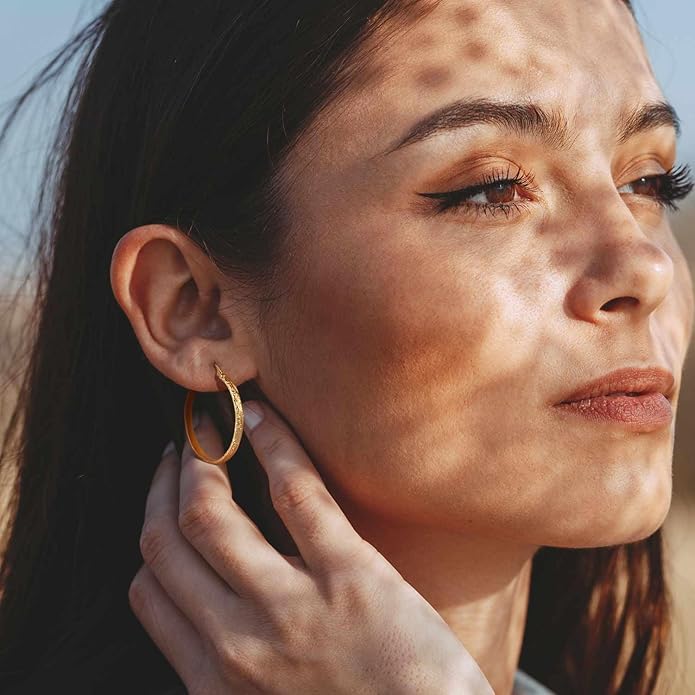 DZCYAN 14K Gold Hoop Earrings for Women Gold Hoop Earrings for Women Hoops Earring for Womens Grainy Hoops Earring for Womens 20/25/30mm