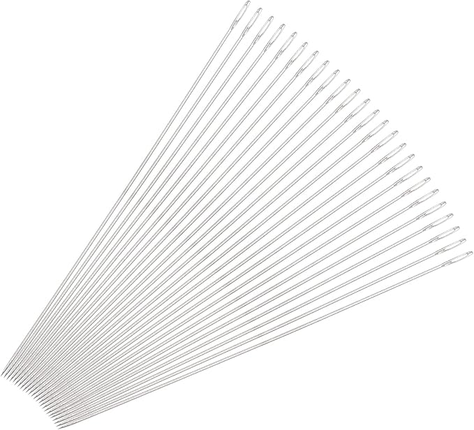 uxcell 25Pcs Beading Needles Fine Thin Long Straight Sewing Embroidery Threads Stainless Steel 2.17 Inch