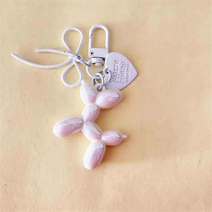 Dreuyet 2Pcs Jelly Balloon Dog Keychains Kawaii Cute Bag Purse Charms Key Chain with Bow Y2K Aesthetic Accessories