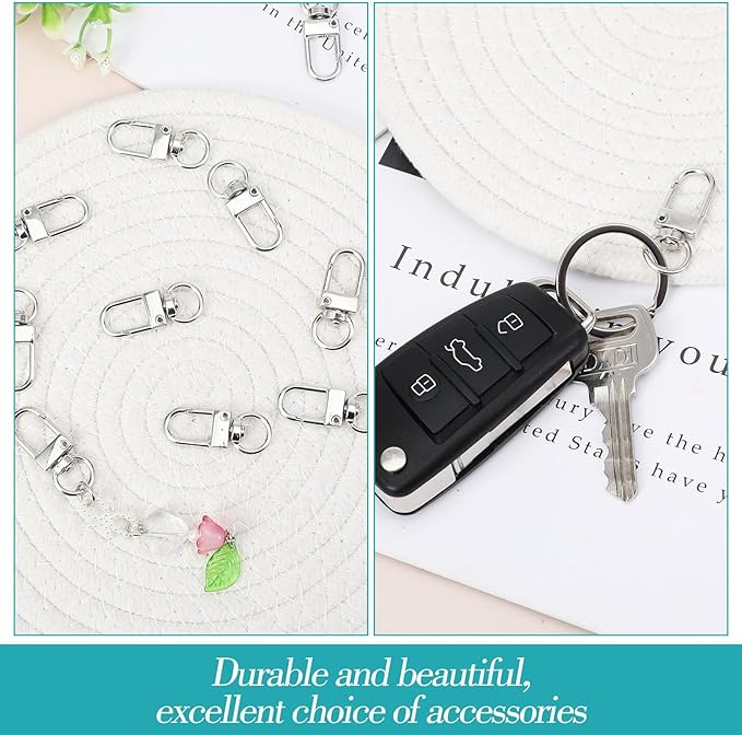 30Pcs Silver Metal Lobster Claw Clasps, Swivel Lobster Clasp, Swivel Snap Key Chain Hooks for Keychain, Necklace, Bracelet and DIY Jewelry Making