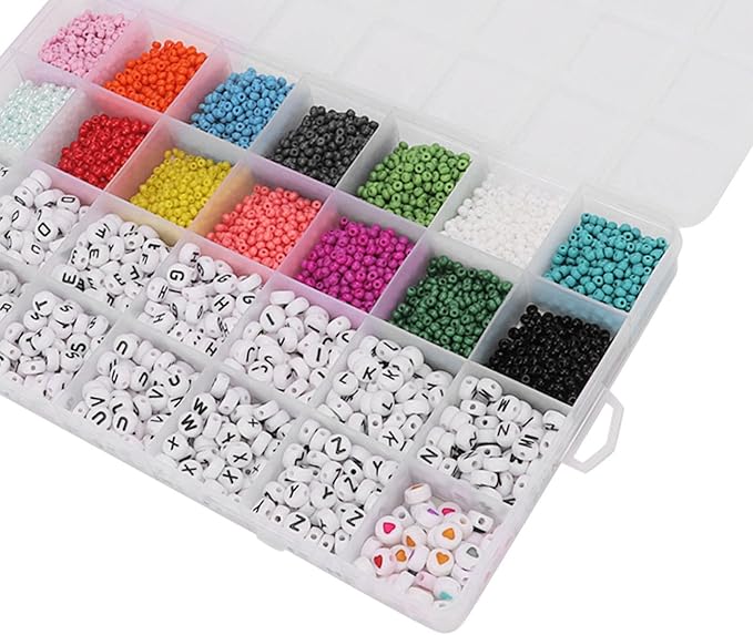 plplaaoo Letter Beads Alphabet Beads Plastic Beads Craft Beads 6303PCS DIY Jewelry Making Kit with Storage Box for Necklace Bracelet Hand Eye Coordination Kids Adults Gift