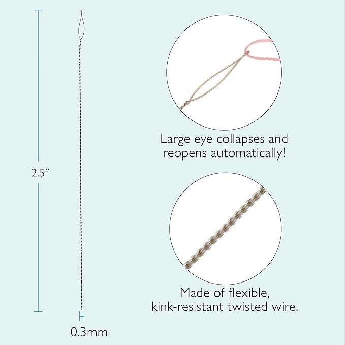 The Beadsmith Basic Elements Collapsible Eye Needles – 2.5 Inch Long – Flexible Twisted Wire – Large Eye, Easy to Thread – 50 Fine Needles