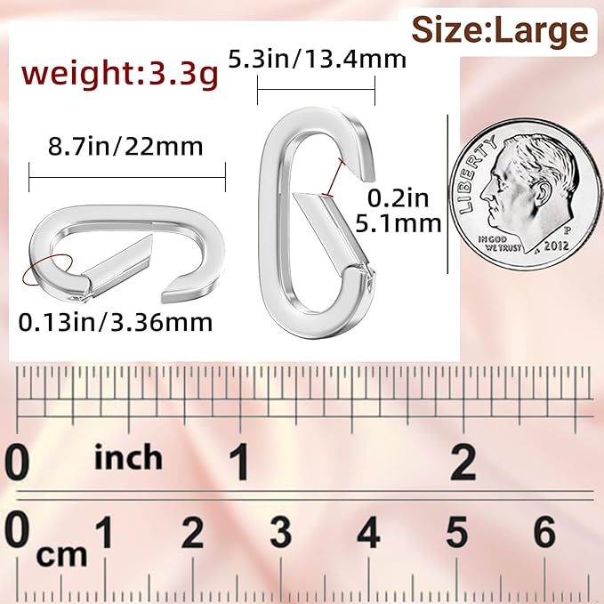 10Pcs Oval Clasp Carabiner Necklace Clasps and Closures, Spring Ring Clasp Pearl Necklace Enhancer Connector for Jewelry Bracelet Making