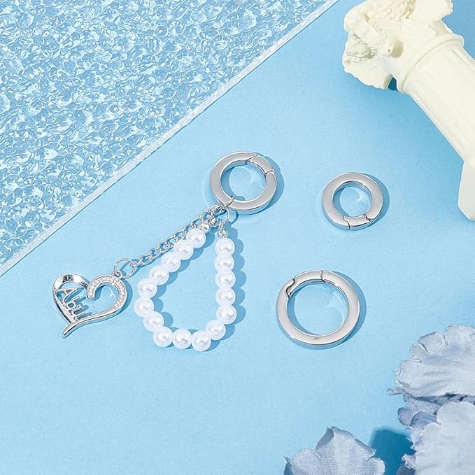 UNICRAFTALE 3pcs 7 Gauge Spring Gate Rings Stainless Steel Snap Clasps 11~17mm Inner O Ring Clips Snap Hooks Spring Keyring Buckle Clasps for Bag Purse Shoulder Strap Key Chains