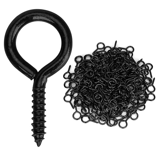 Aovchei Eye Screws, 300PCS 0.87 Inches Heavy Duty Metal Screw Hooks, Self Tapping Eye Bolts, Indoor & Outdoor for Hanging Artwork, Black