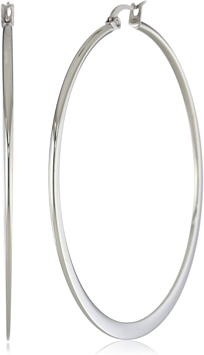 Amazon Essentials Gold Plated or Stainless Steel Flattened Hoop Earrings
