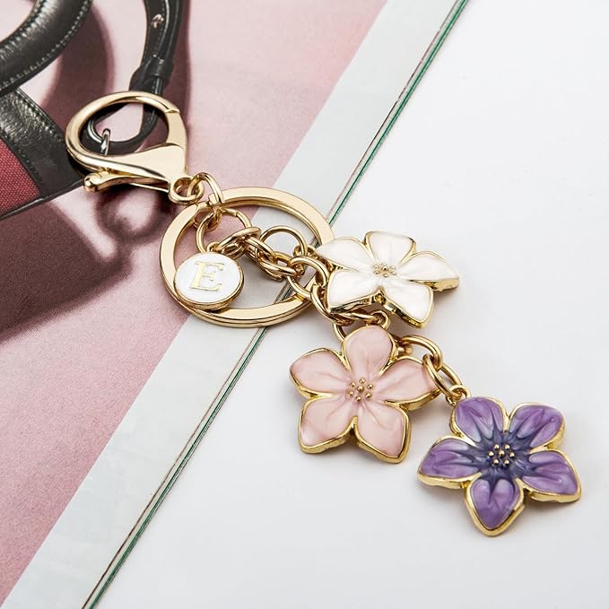 Cute Fashion Keychain Initial Letter Keys Charm Gifts for Women with Key Ring Purse Charms for Handbags