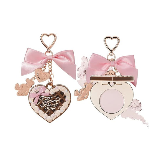 Flower Knows The Sweetie Bear Collection Setting Powder,Cute Bag Charms Purse Keychain,Makeup & Setting Compact and Puff Pressed Powder,Pore Blurring Backed,Gift for Women,0.09 Oz(01 Cocoa)