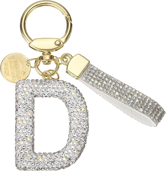 PATIKIL Initial Letter Keychain, Cute Sparkly Rhinestone Key Chain Alphabet Charm for Car Keys Handbags Purse