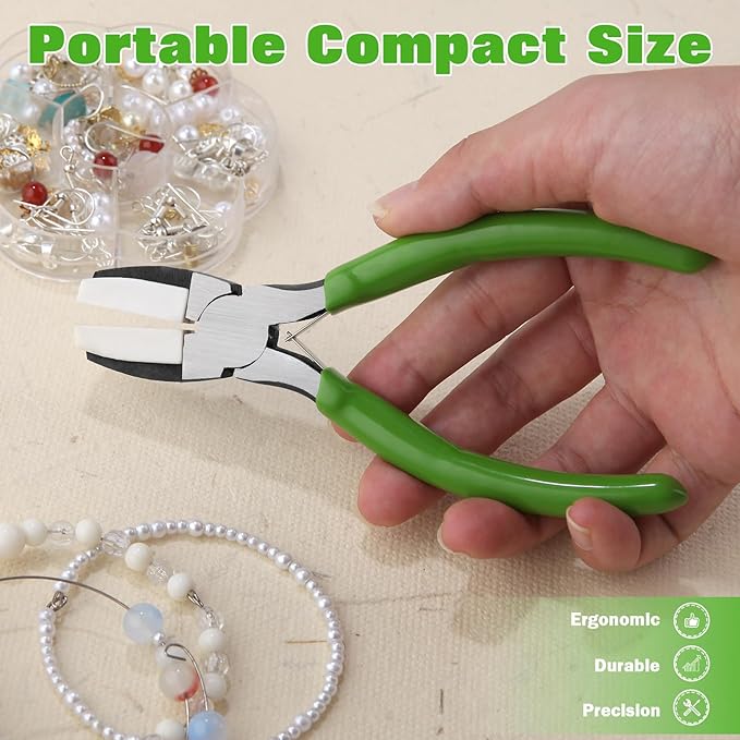 5 Inches Double Nylon Jaw Pliers Flat Nose Pliers for Jewelry Making with 2 Replacement Nylon Jaws Parallel Plier Soft Jaw Plier Jewelry Making Tools for Beading Wire Shaping DIY Hobby