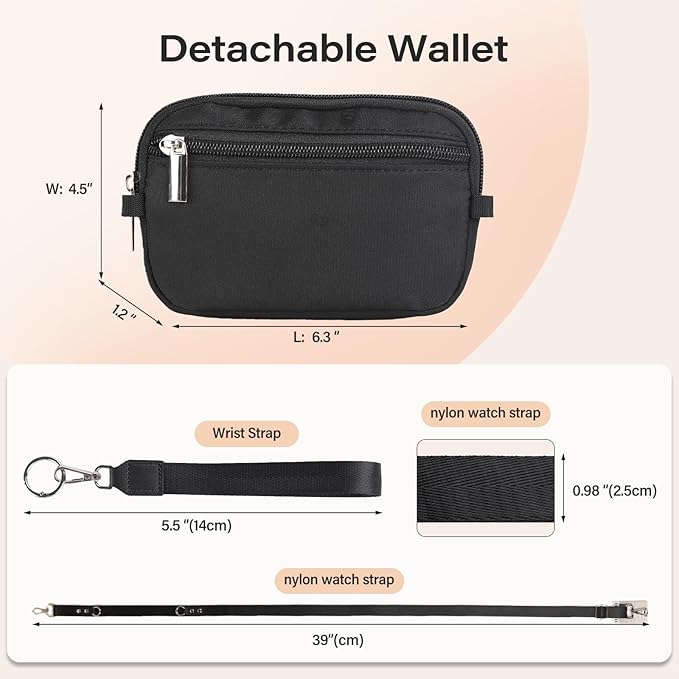 Phone Lanyard Crossbody with Wallet，Detachable Phone Strap Wristlet with ID Window and Zipper，Adjustable Strap for All Phone
