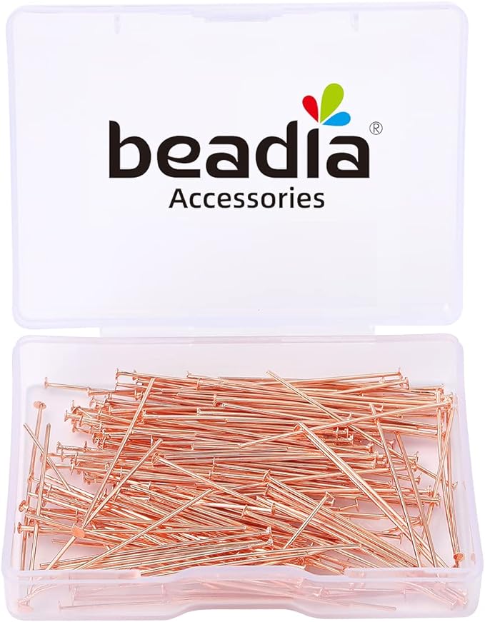 Rose Gold Plated Flat Head Pins Non Tarnish 35mm 200pcs for Jewelry Making Findings